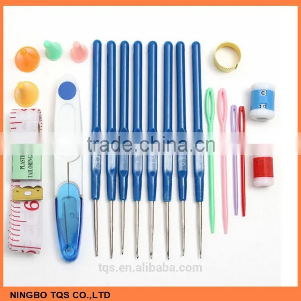 Hot Selling Plastic Crochet Hook Set Include Knitting Yarns,Thimble,Measuring Tape,Handle Knitting Needles Hooks photo-6