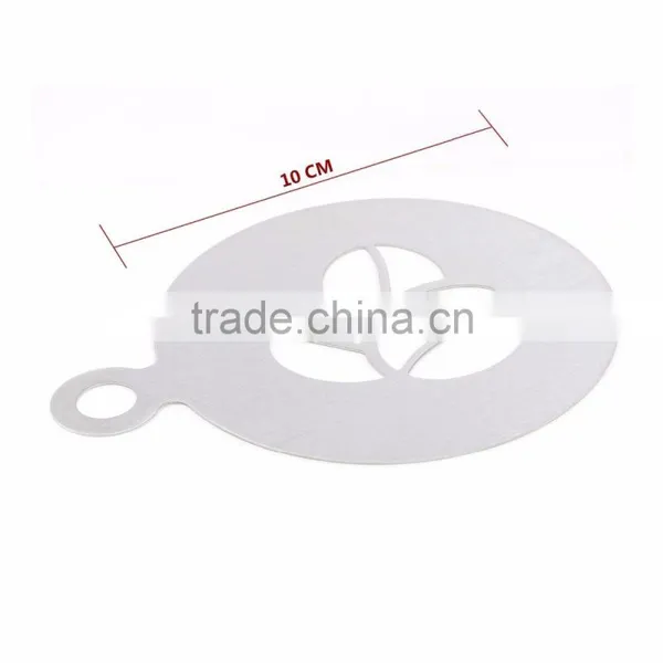 Amazon Hotting Eco-Friendly Cafe Foam Coffee Tools Durable Stainless Steel Coffee Templates Barista Stencils photo-2