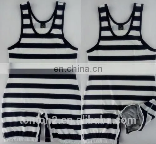 Striped Sublimation Blank Wrestling Singlets 5xl photo-4