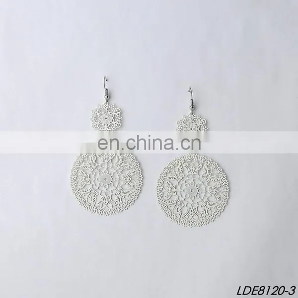 Painting Filigree Earrings Metal Flower Earring photo-3