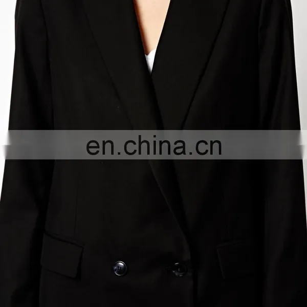 2015 Latest Fashion From China High Quality Women Coat ,Black Boyfriend Blazer Wind photo-3