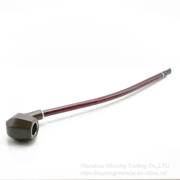 415mm Length Wooden Resin Long Tobacco Pipe With Brown Hexagonal Head for Smoking photo-3