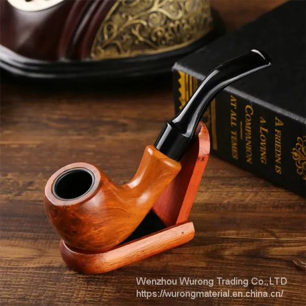 150mm Length Wooden Resin Short Tobacco Pipe With Yelllow Solid Wood Bending Head for Smoking photo-4