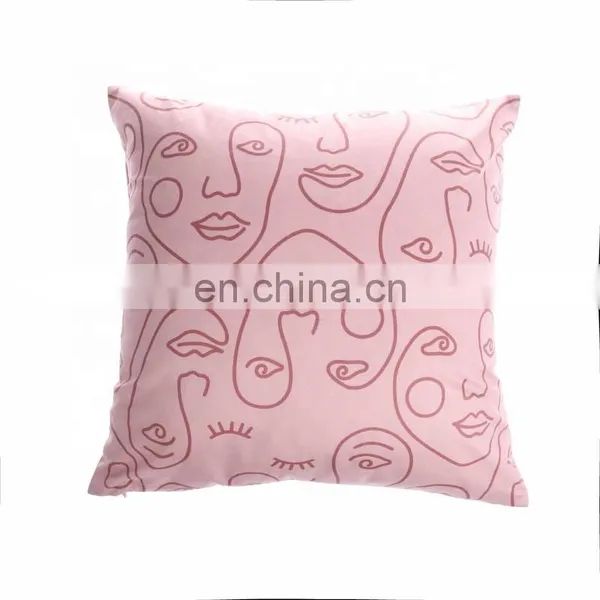 Latest Design Cute Digital Print Crewel Face Embroidery Cushion Covers photo-3