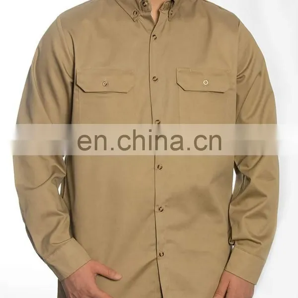 Reusable Washable Long Sleeve FR Fire Retardant Clothing or Shirts For Men's Safety Working Protection in Khaki . photo-4