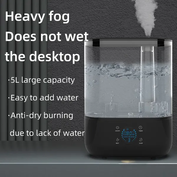 Smart Humidifier 5L Top Fill Tabletop Led Light Night Digital Essential Oil Ultrasonic Humidifier photo-3