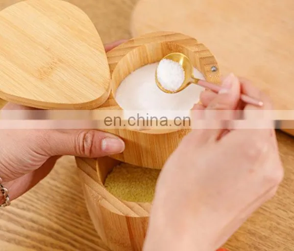 Creative Design Adjustable Kitchen Round Bamboo Spice Box Storage Organizer With Lid Pantry Organizer Kitchen & Tabletop photo-4