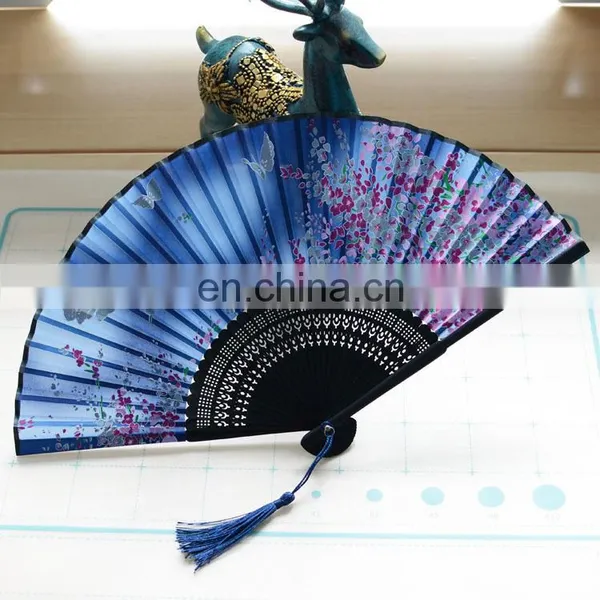 Wholesale Hot Selling Custom Wooden Hand Fan Large Decorated Folding Fans Flower Fancy Folding Fan Bamboo photo-5
