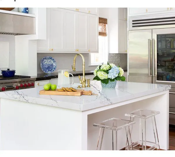Code：6069，Calacatta Artificial Stone Quartz Slab Kitchen Countertops photo-3