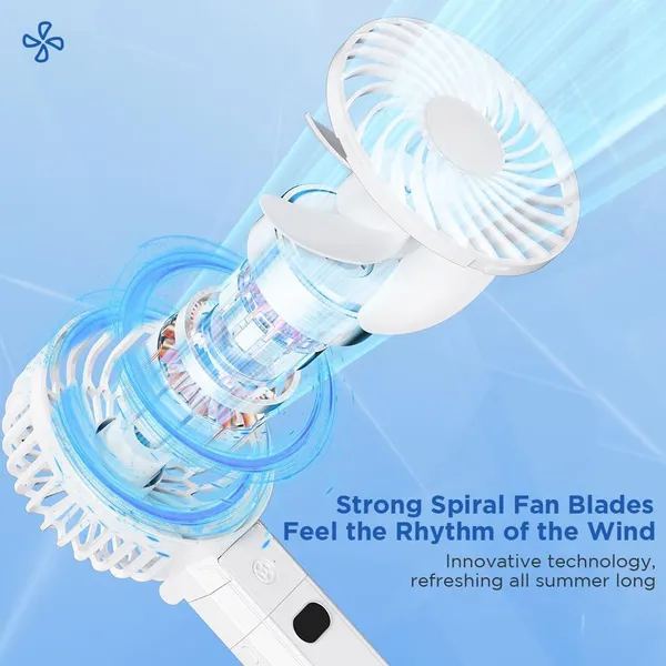 Portable Handheld Rechargeable Personal Fan - 4000mAh Battery, 3 Speed Settings, Compact & Lightweight for Outdoor, Travel, Office, and Home Use photo-2