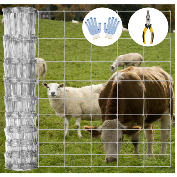 Galvanized Hinge Woven Cattle Fence Customized Sustainable Field Fence Kraal Network photo-5