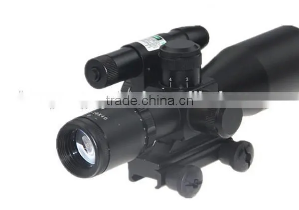China Supplier 2.5-10x40 Dual Illuminated Laser Riflescope Rifle Scope Cut Sunshade/2.5-10x40mm Rifle Scope With Red Laser photo-2