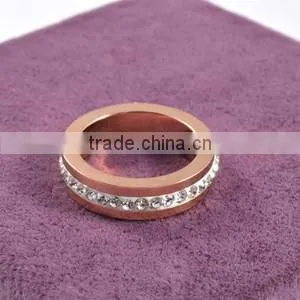 Factory Sell Yellow Gold Stainess Steel Wedding Ring Pave Crystal Ring photo-3