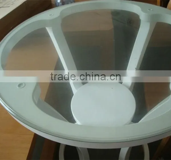 RCH-0719 White Wooden Coffee Table Legs Round Glass Tea Table photo-3
