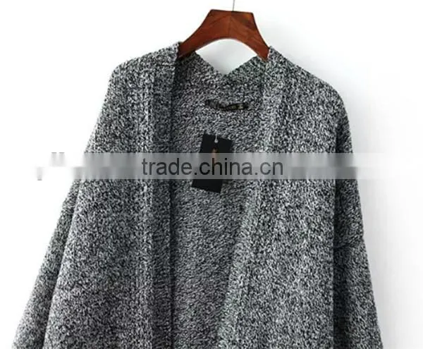 Deep V-neck Long Sweater Coat Lady Knitting Long Sweater Cardigan With Pockets photo-3