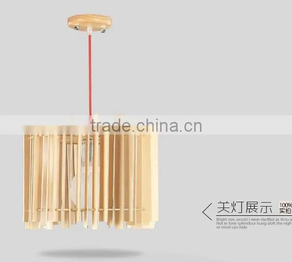 Wooden LED Pendant Light JK-8005B-04 Round Wooden E27 Lamp Holders Pendant Lamp With Japanese-style Light Bulb for Living Room l photo-5