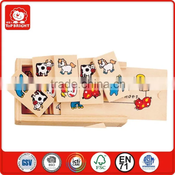 Clastic China Factory Toys 28 Pcs Fancy Toy in Storage Wood Box Enlightenment Early Education Children Domino Game photo-3