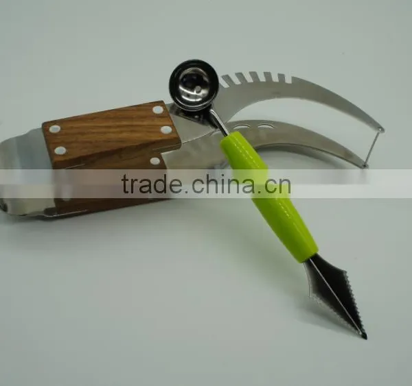 Watermelon Slicer Tongs and Double Melon Baller &carver - Top Rated Premium Stainless Steel Watermelon Corer, Cutter, Knife photo-5