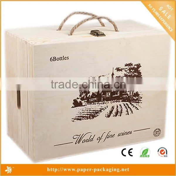 Wholesale Custom New Product Packaging 6 Bottle Wooden Wine Packaging Box With Handle photo-3