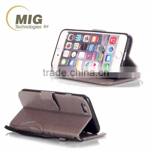 PU Wallet Leather Case With Strap, Leather Stand Case With Inside TPU Cover Sample Free Mobile Phone Case for Iphone 6 photo-4