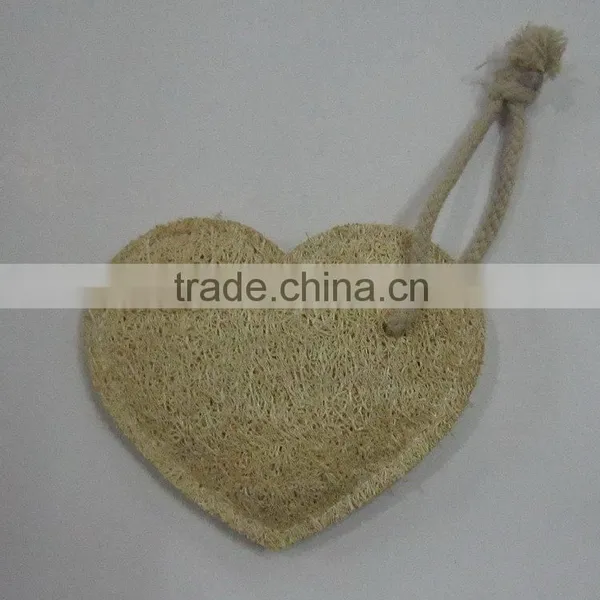 Heart Shape Loofah Sheet With Cotton Inside and Rope