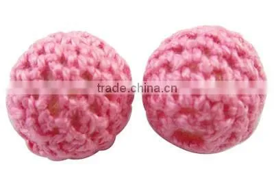 16mm Handmade Wool Wrapped Acrylic Beads Crochet Ball Beads(WA001Y-M) photo-6