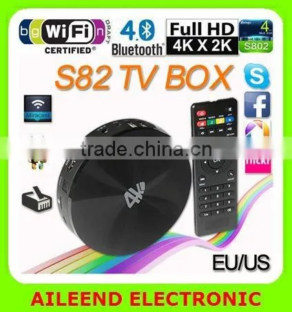 S82 Android 4.4 Amlogic S802 2.0GHz Quad Core 4K TV BOX, Mali450 GPU Support 4K HDMI 2G/8G XBMC Miracast DLNA 4K Smart TV Box