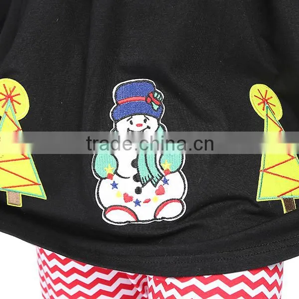 95%Cotton!black Top Red Stripe Pants Christmas Fashoin Wholesale Organic Baby Clothes photo-5