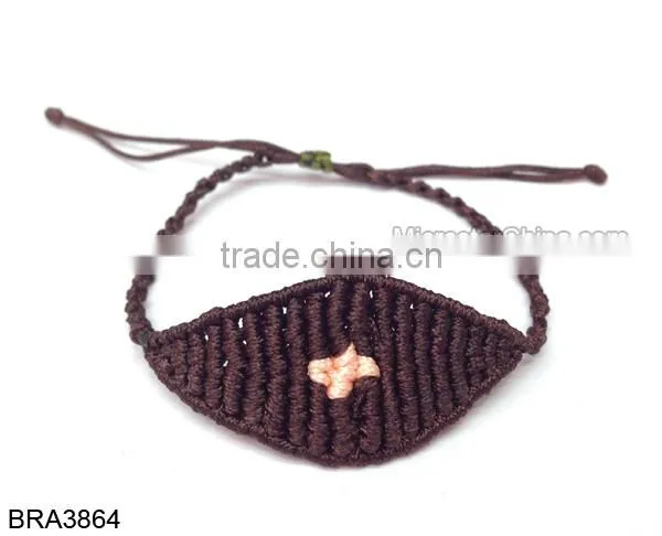 Braided Macrame Crystal Beads Eye Bracelet photo-2