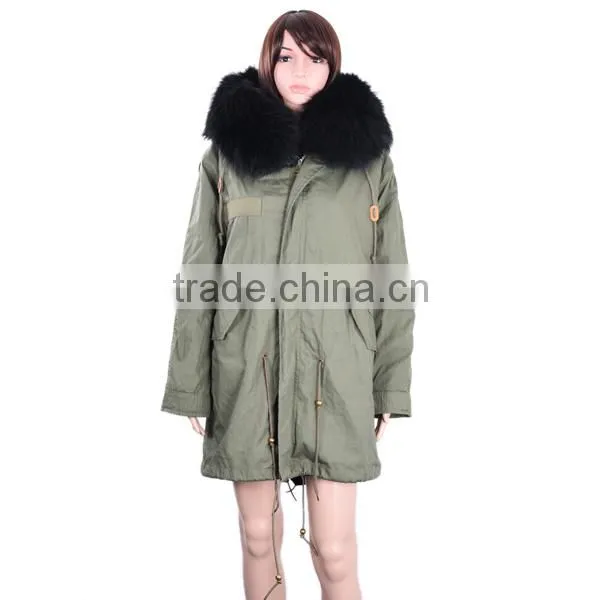 Women Fashion Long Fur Parka/ Raccoon Fur Parka/ Rex Rabbit Fur Lining Parka KZ160051 photo-2