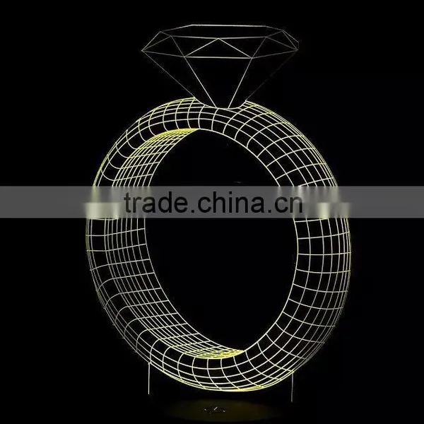3D Optical Illusion Diamond Ring Night Lamp Night Light 10 Colorful LEDs Ultra-thin Acrylic Light Panel AA Battery or DC 5V photo-5