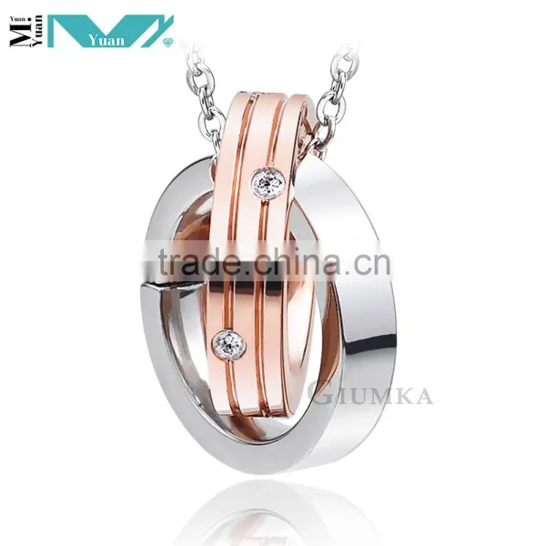 Couple Rings Pendant Necklace Stainless Steel Jewelry for Women
