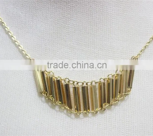 Gold Simple Pendant Necklace Goldtone Bar Connected Necklace 2016 Fashion Style Wholesale photo-3