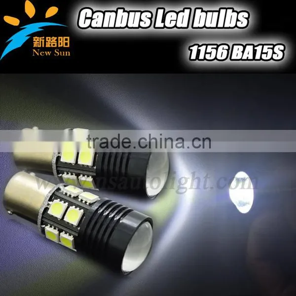 Error Free Canbus Projector White 12 LED 5050 Backup Reverse Light Bulb BA15S 1156 P21W S25 Auto Car Parking Lamps With Lens