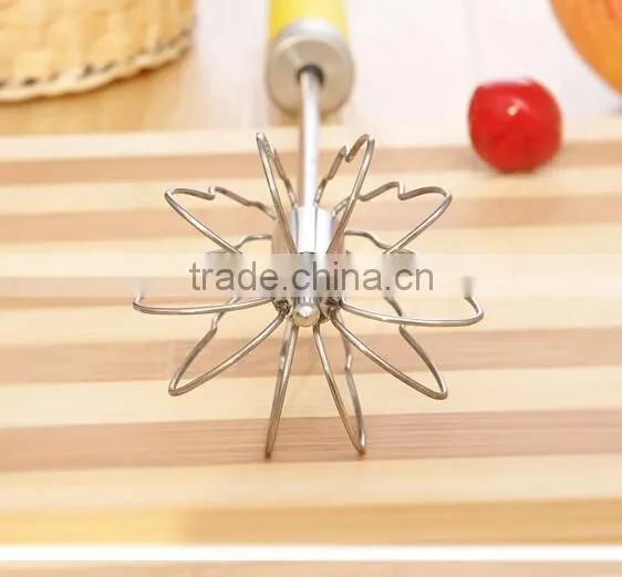 14"Stainless Steel Rotation Whisk Tool With Rubber Handle photo-3