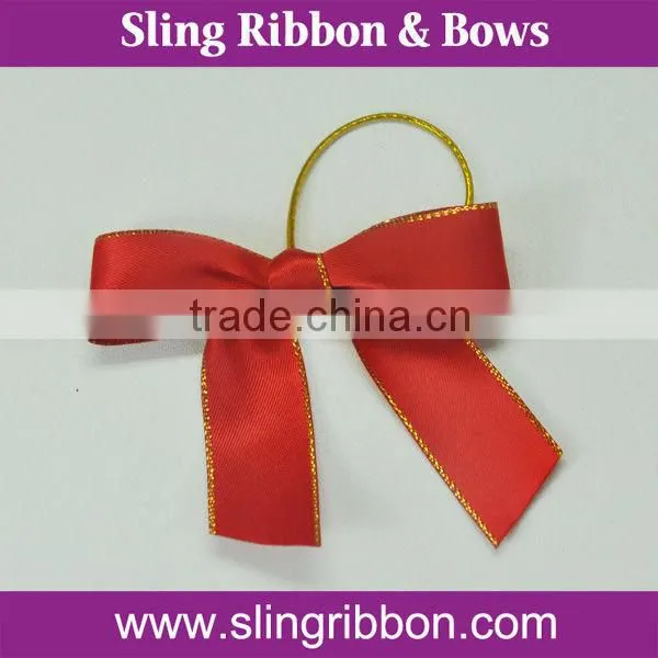 Pre-tied Polyester Satin Ribbon Bow With Wire Twist photo-2