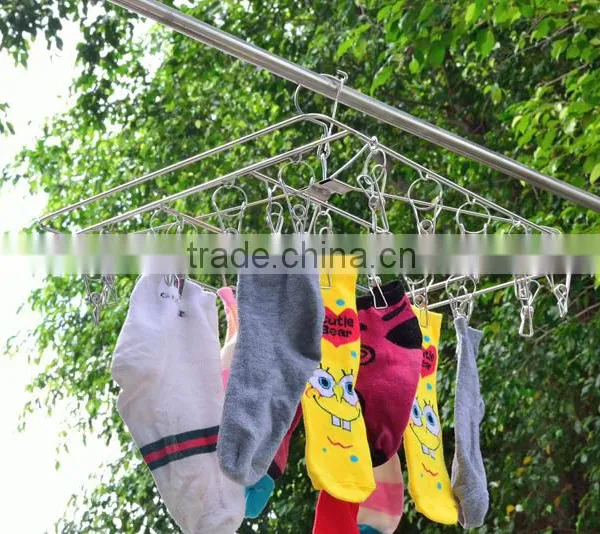 Stainless Steel Clip and Drip Hanger With 26 Clips Clothes Drying Rack and Hanger/clip photo-2