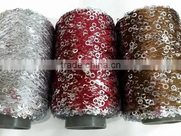 bling bling sequins thread fancy yarn knitting yarn sequin yarn
