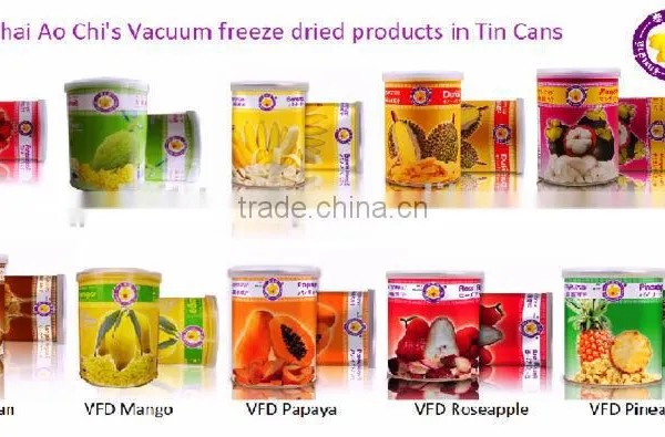 Vacuum Freeze Dried Fruits in Tin Can From Thailand Certified HACCP, ISO 22000, GMP, HALAL and KOSHER
