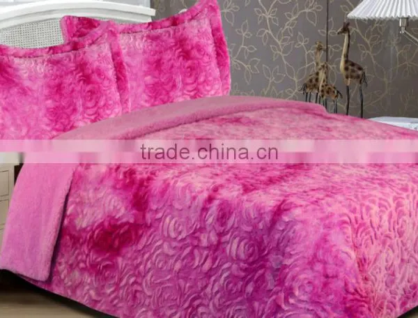 China Factory Rose Design Warm Faux Fur Fire Blanket Throw photo-5