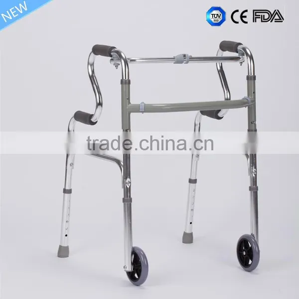 CE FDA Approved Aluminum Foldable Walking Frame Elderly Rollator Walker photo-3
