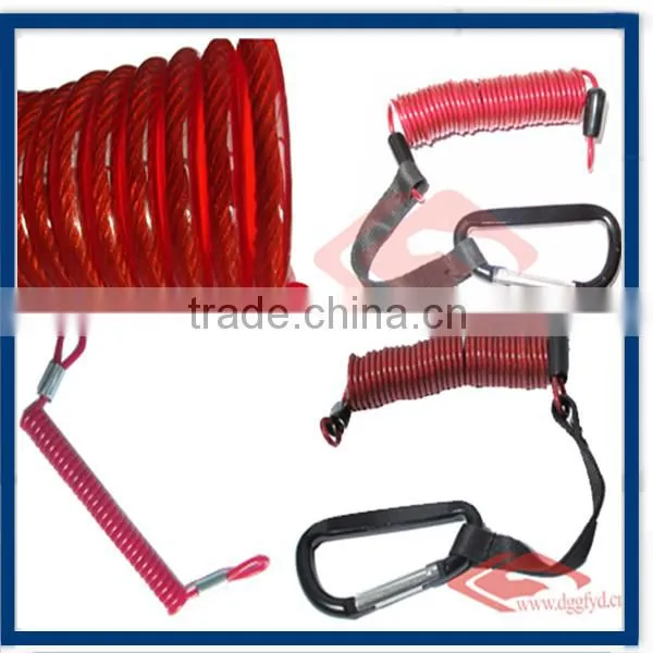 Spiral Cord Wire Tool Holder Lanyard With Carabiner and Key Ring on Two Ends photo-3