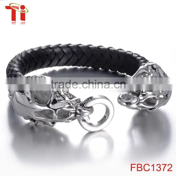 Men Black Braided Leather Bracelet Cool Bracelet for Boys New photo-5