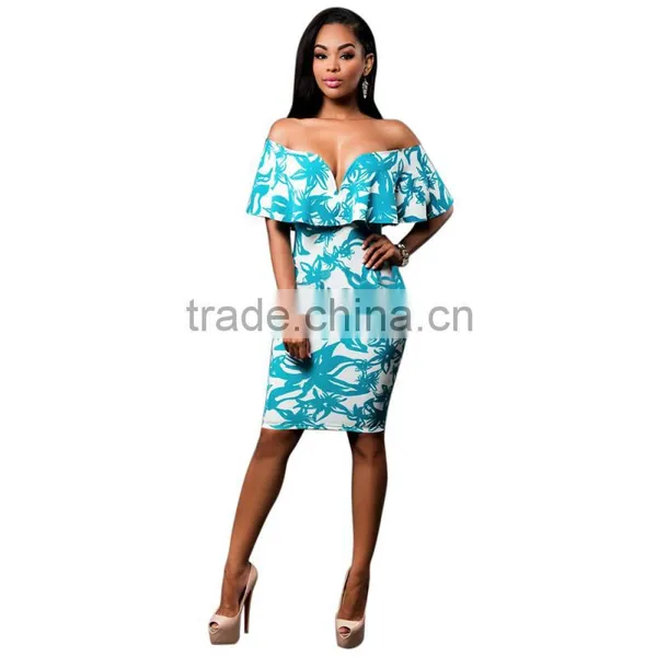 Bonvatt Custom Designed 2017 Digital Print Silk Crepe Satin Dress
