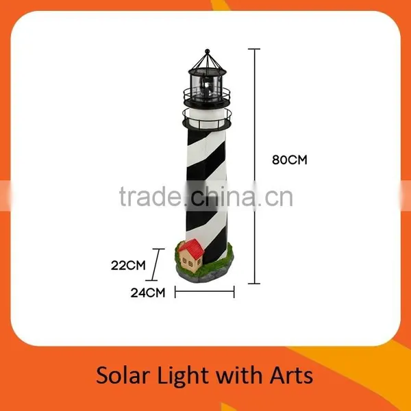 Giant Our Door Solar Garden Polyresin Lighthouse 11" 28cm With 360 Rotating Light photo-3