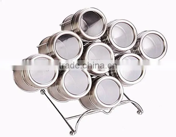 Kitchen Accessory 9 Pieces Stainless Steel Condiment Containers With Rack photo-2