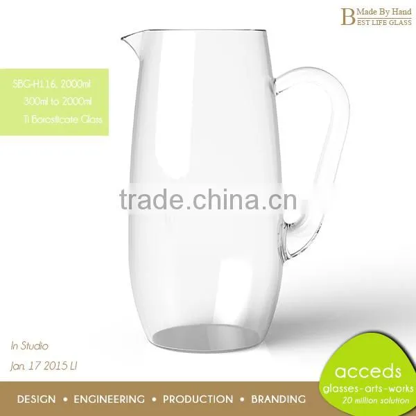 Hand Made Stylish Clear Pyrex Glass Jug / Drinking Jug photo-5