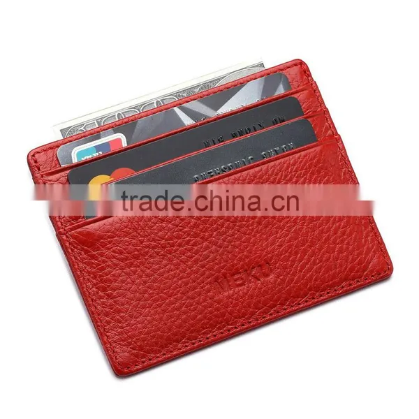 Utral Slim Genuine Leather Wallet Credit Card Case Sleeve Card Holder With ID Window photo-3