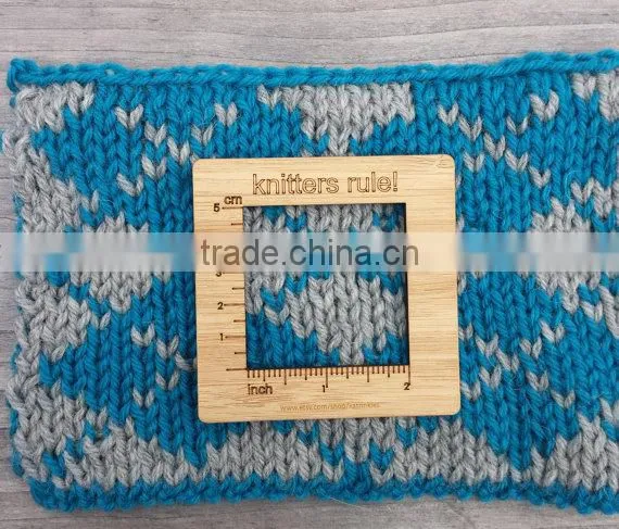 Natural Custom Bamboo Knitting Ruler Engraved photo-2