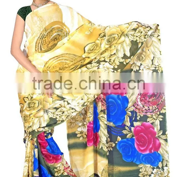 Printed Designer Glamour Saree With Blouse photo-4